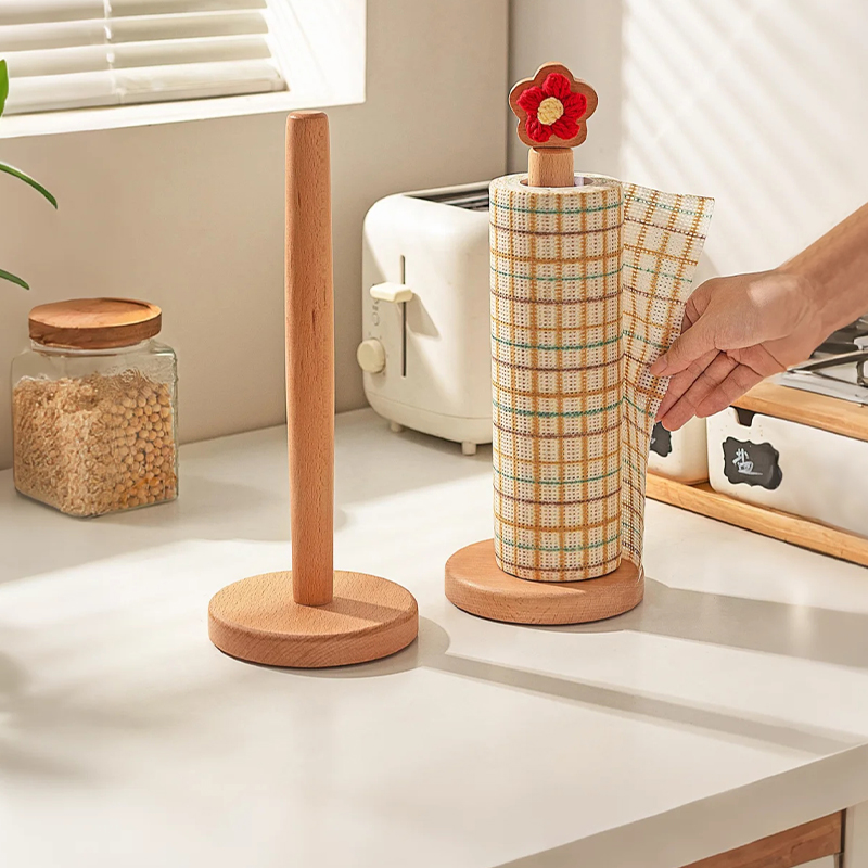 摩登主妇纸巾架免打孔榉木