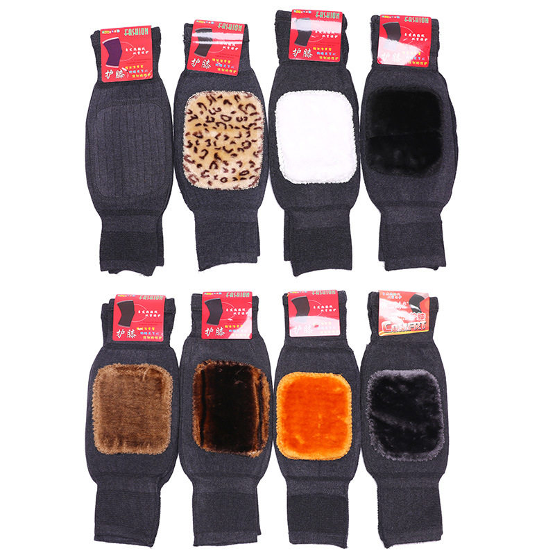 冬季仿羊绒保暖护膝加绒加厚毛线针织弹力护腿护膝盖防寒护膝