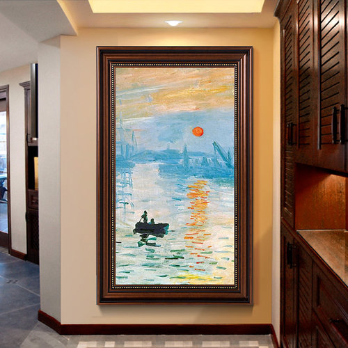 莫奈日出玄关装饰画现代走廊复古