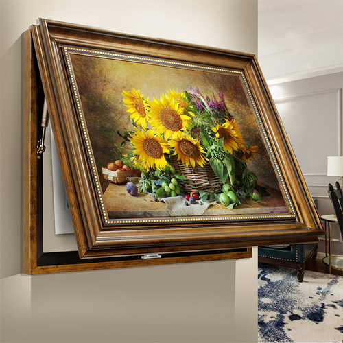 美式电表箱装饰画推拉遮挡箱欧式