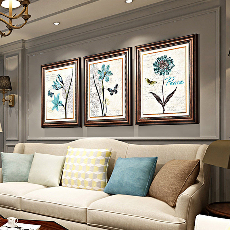 a living room Decorative painting sofa Background wall Hanging picture modern bedroom Restaurant mural Entrance Wall paintings blue flowers and plants Countrysidein the Home accessories , Decorative painting , Modern decorative painting  category - from Buy2taobao.com to provide professional Taobao agent buy service