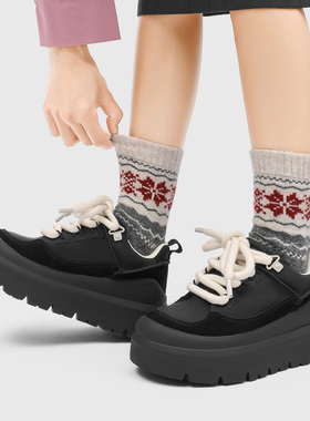 日本offcat2025新款百搭黑色厚底增高舒适休闲板鞋女时尚小众系带