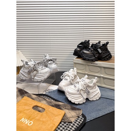 日本offcat7cm真皮做旧厚底老爹鞋女2026款系带增高休闲运动鞋潮