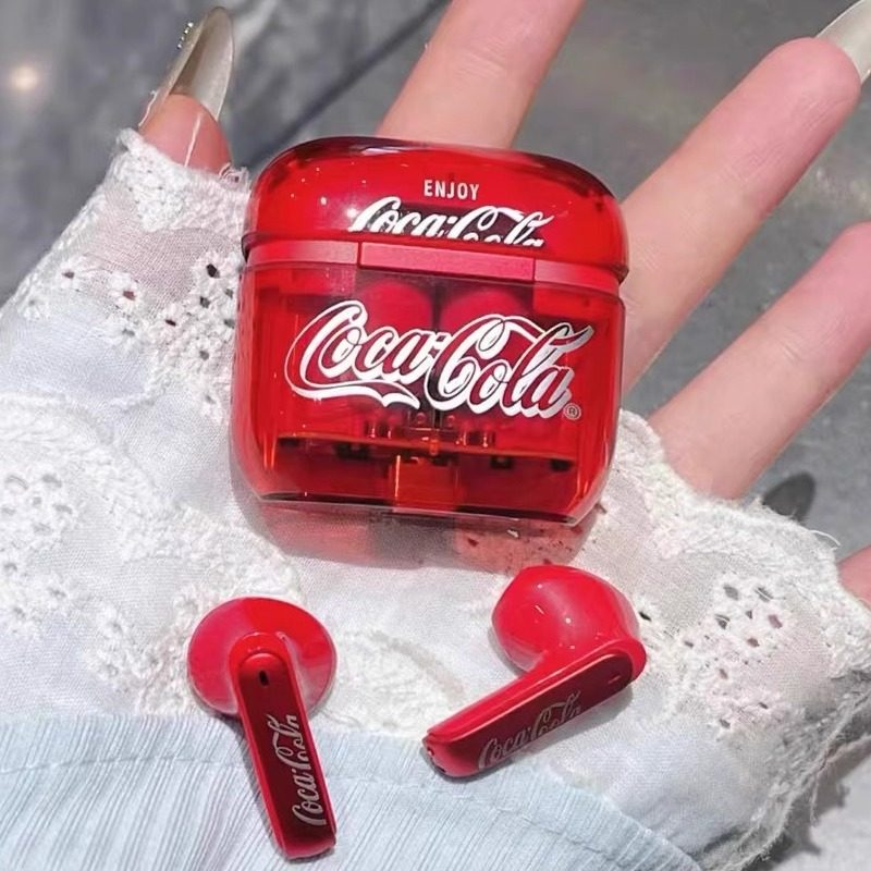 乐拍可口可乐蓝牙耳机真无线2026新款透明仓降噪半入耳男女高颜值