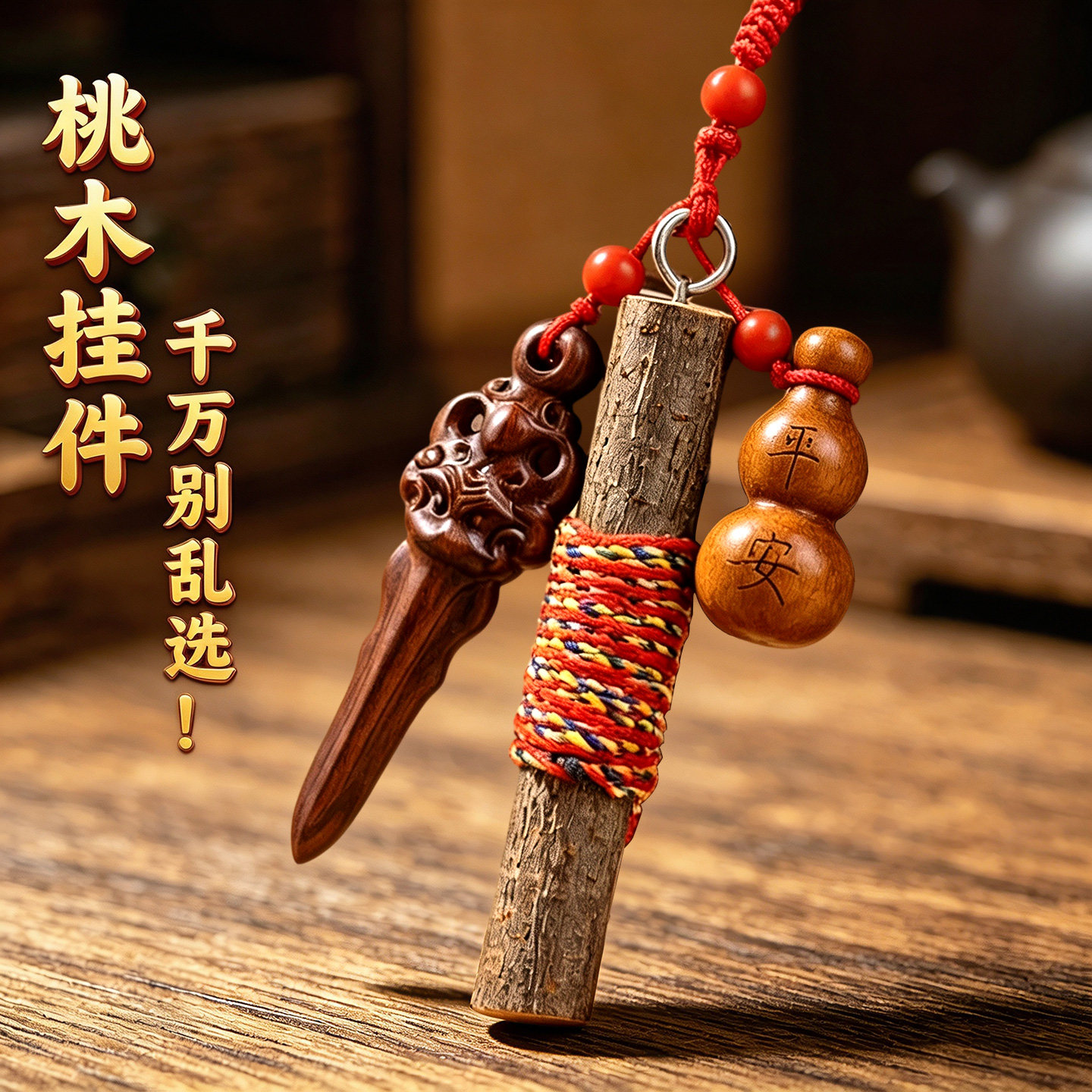 真正的天然桃木葫芦挂件平安顺遂图片