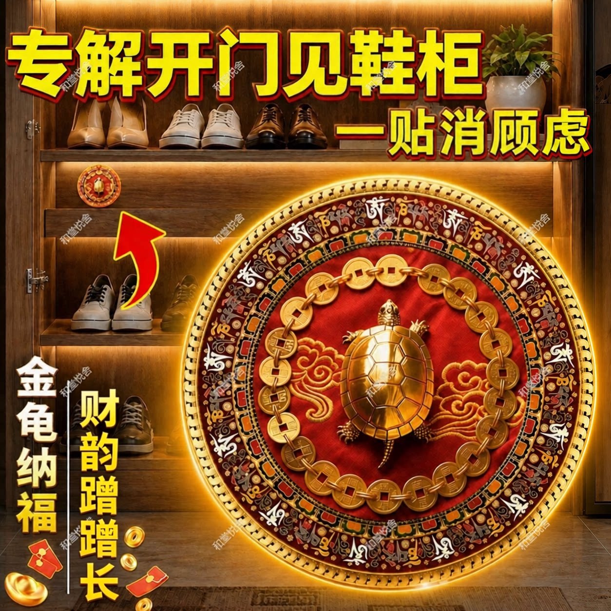 金钱龟鞋柜贴解决开门见鞋柜化污为财卫生间净秽招财福禄玄关卧室图片