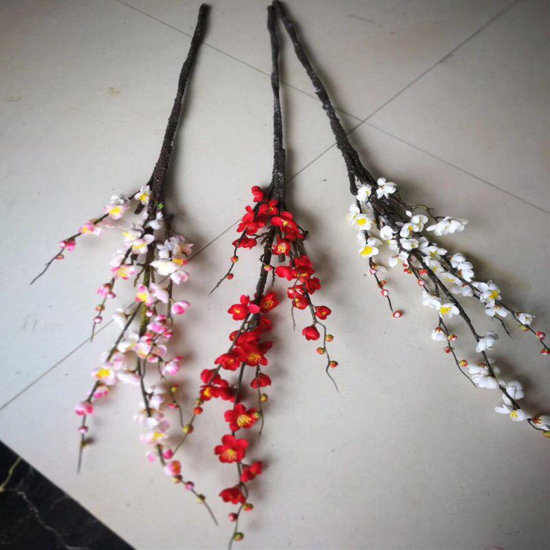 仿真梅花枝假花摆件防真花腊梅