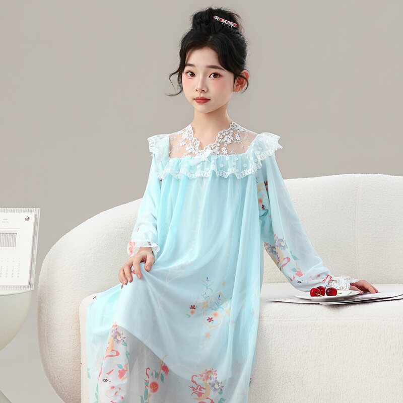 女童舒适甜美个性长袖公主裙女童睡裙家居服