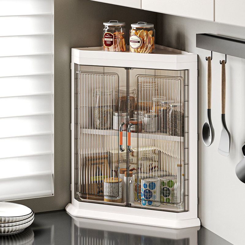 三角形置物架多层厨房台面调料收纳层架子化妆室护妆品转角柜可折