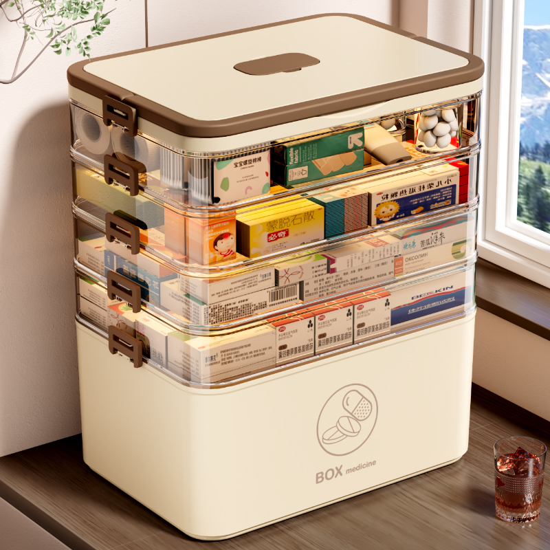 多层药箱家庭装家用大容量医药箱便携式医疗急救药物分类收纳盒