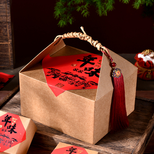 新年礼盒空盒年货包装盒九宫格老式8粒花酥糕点手提盒子1斤大月饼