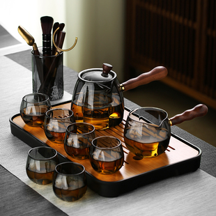 家用玻璃茶杯耐热泡茶壶喝茶办公室高端2023新款 功夫茶具套装 茶台