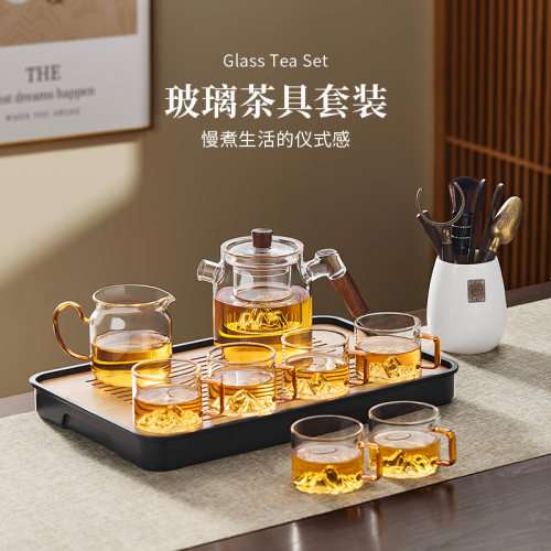 玻璃茶具套装耐高温家用茶盘