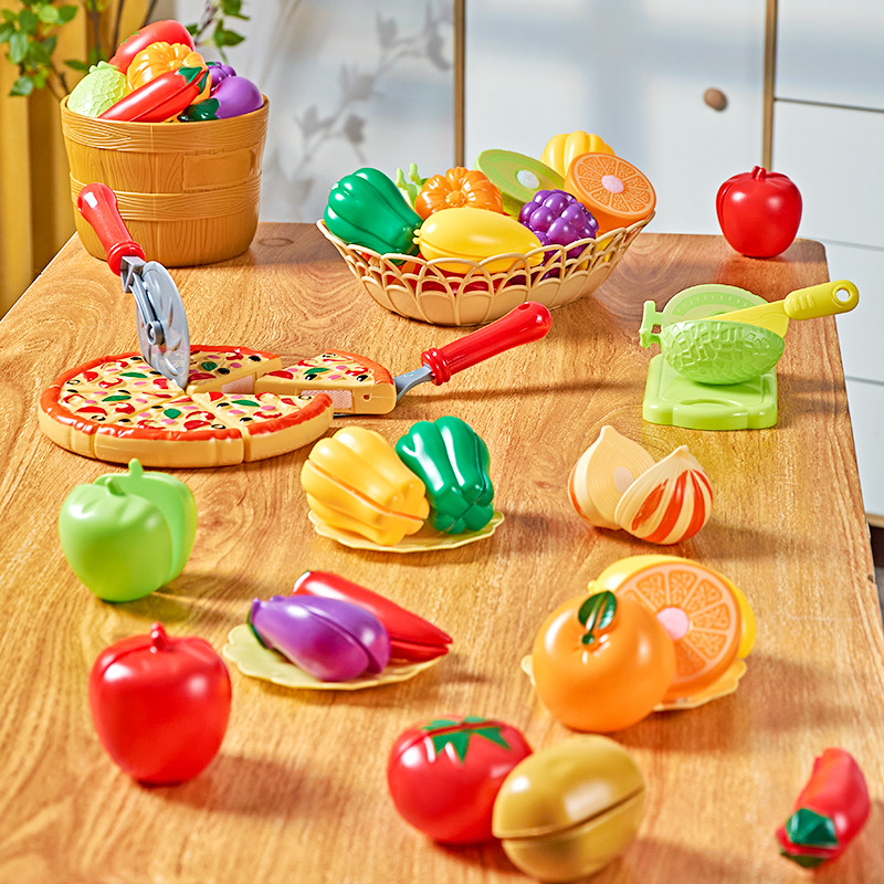 儿童水果切切乐玩具蔬菜仿真套装厨房模型宝宝认知小孩切西瓜披萨