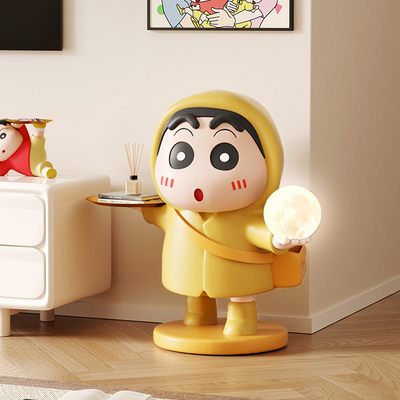 蜡笔小新客厅电视柜旁边大型落地摆件沙发托盘置物架儿童房落地灯