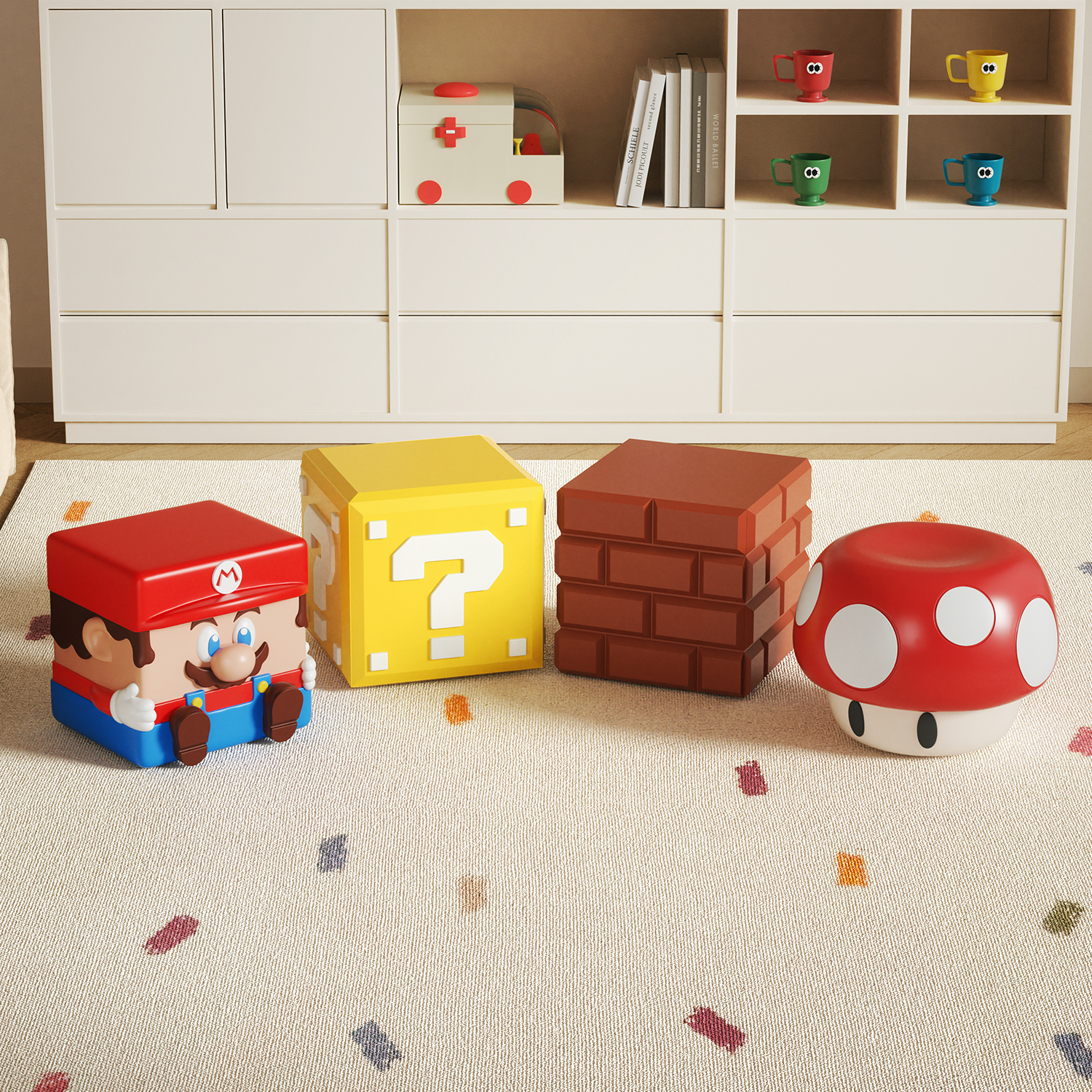 马里奥创意换鞋凳家用玄关小凳子儿童穿鞋凳卡通可爱客厅沙发矮凳