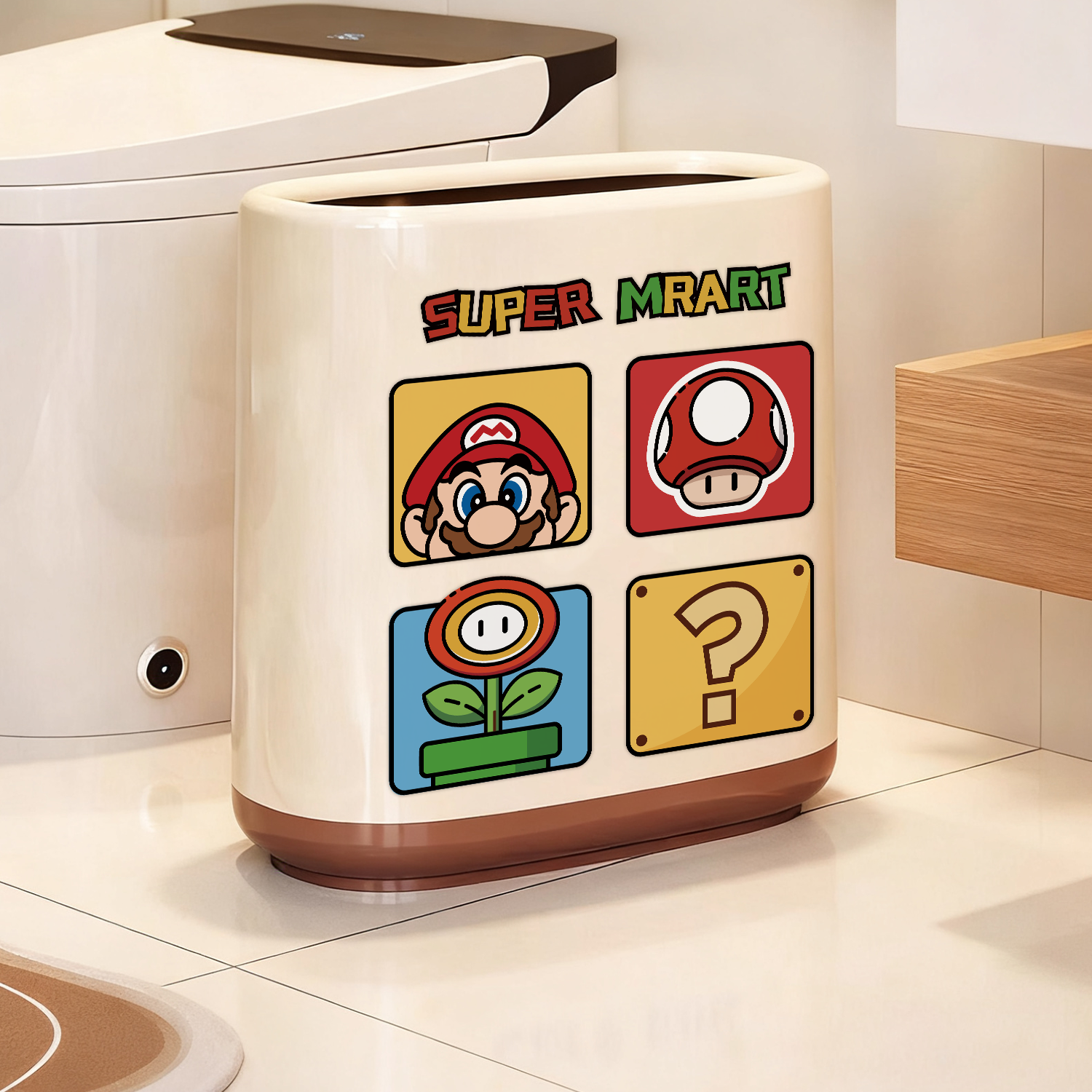 马里奥窄款家用垃圾桶创意卡通高颜值客厅双圈大容量卫生间垃圾筐