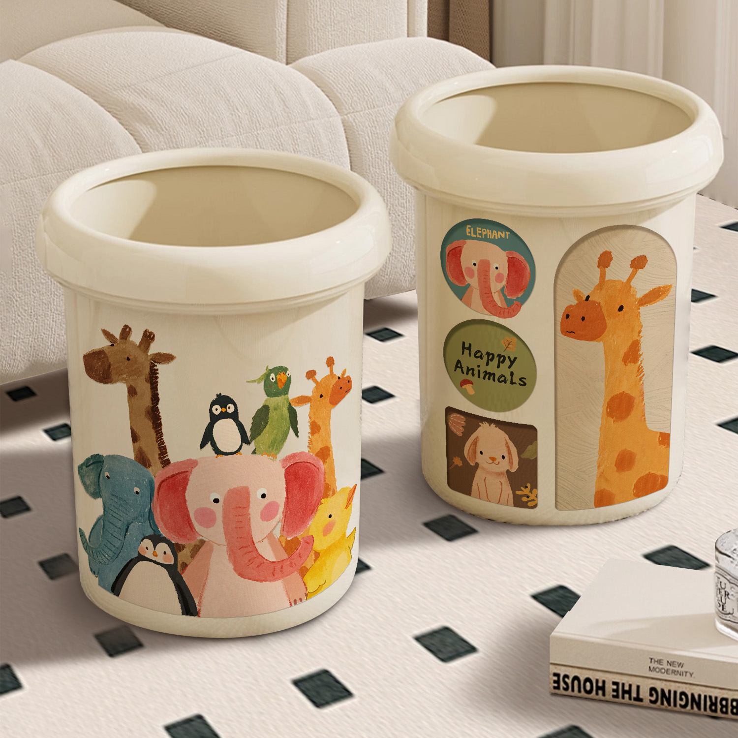 奶油风厨房垃圾桶大容量家用百搭客厅卧室高颜值浴室厕所压圈纸篓