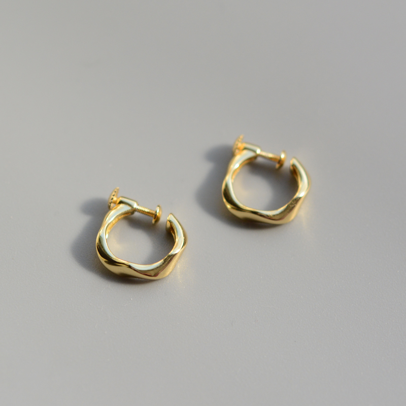 纯银一体式螺旋茶系艺术无痛耳