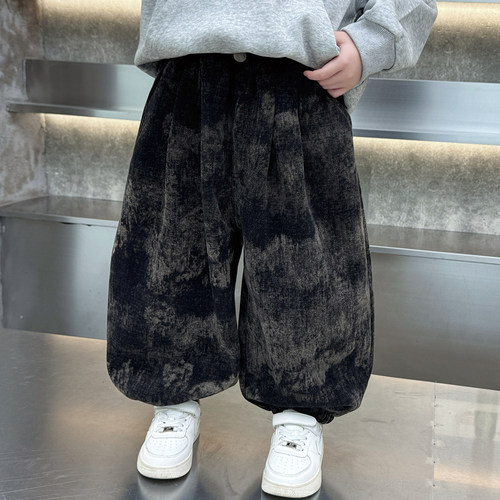 男童加绒裤子2025新款儿童束脚裤