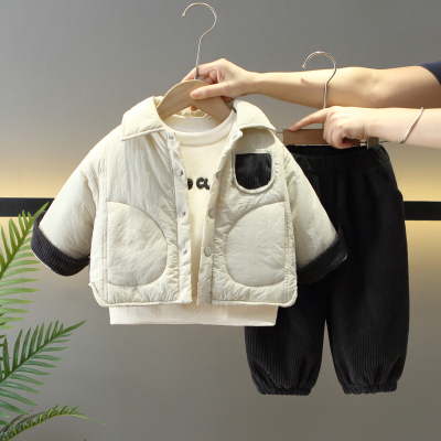 男童冬季套装2025新款棉衣三件套