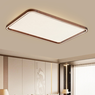 中古风吸顶灯黑胡桃实木长方形客厅灯2026新款 卧室餐厅实木灯具