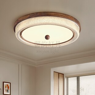 中古风灯具卧室灯黑胡桃实木复古主卧房间书房2026新款 LED吸顶灯