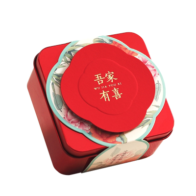中国风马口铁免折叠喜糖盒