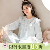 家时光月子服夏季 产后纯棉纱布吸汗孕妇哺乳衣睡衣产妇家居服 薄款