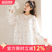 家时光月子服夏季 产后纯棉纱布吸汗孕妇哺乳衣睡衣产妇家居服 薄款