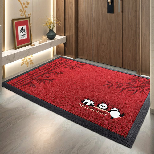 红色入户地垫卡通喜庆家用耐脏加厚地毯门口进门玄关户外入门脚垫