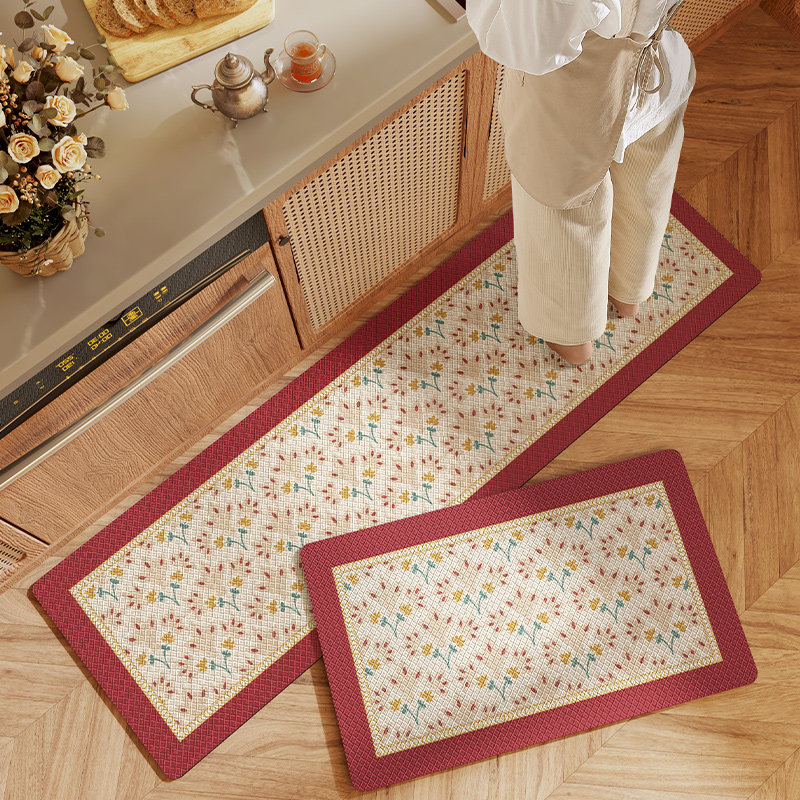 厨房地垫新款2025防水防油可擦洗后厨加厚双面防滑脚垫红色地毯,居家布艺,厨房地垫,淘宝优惠券,粉丝福利购,淘宝优惠卷