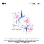 想自由 月亮蝴蝶彩色彩绘买一送一纹身贴遮盖遮瑕高级感原创梦幻