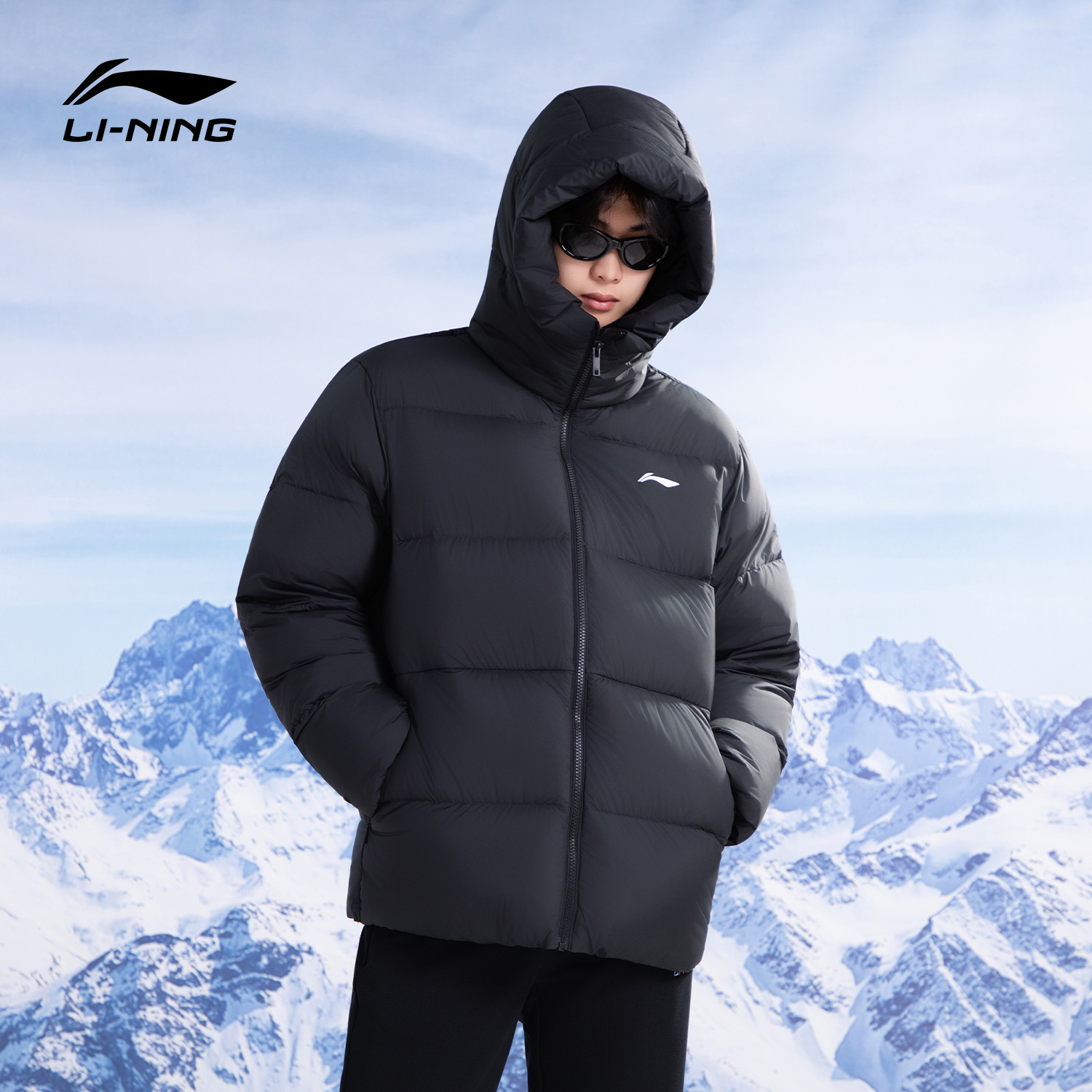 李宁羽绒服男子连帽运动休闲外套