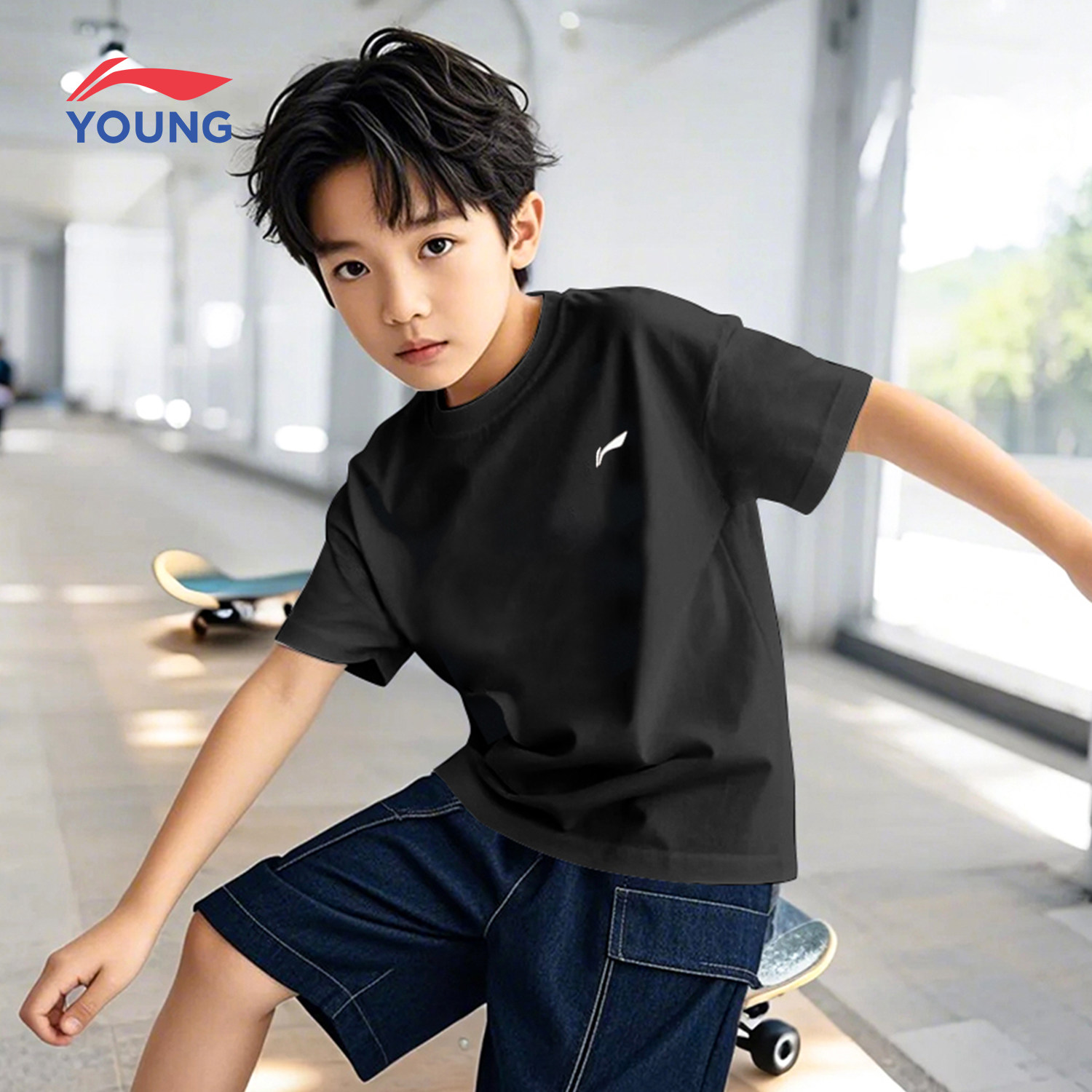 李宁童装男童短袖速干衣2026新款潮T凉爽柔软透气洋气宽松圆领T恤,童装/婴儿装/亲子装,T恤,淘宝优惠券,粉丝福利购,淘宝优惠卷