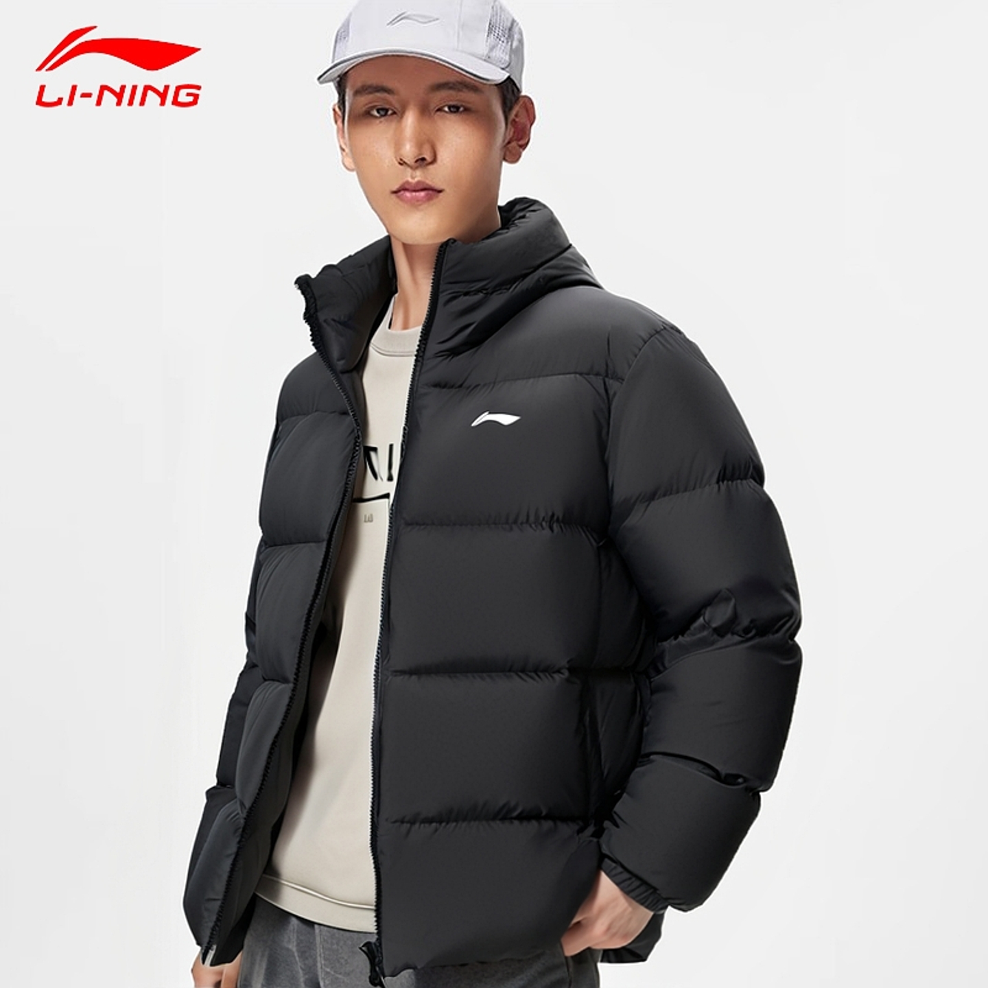 李宁男款羽绒服休闲百搭加绒保暖