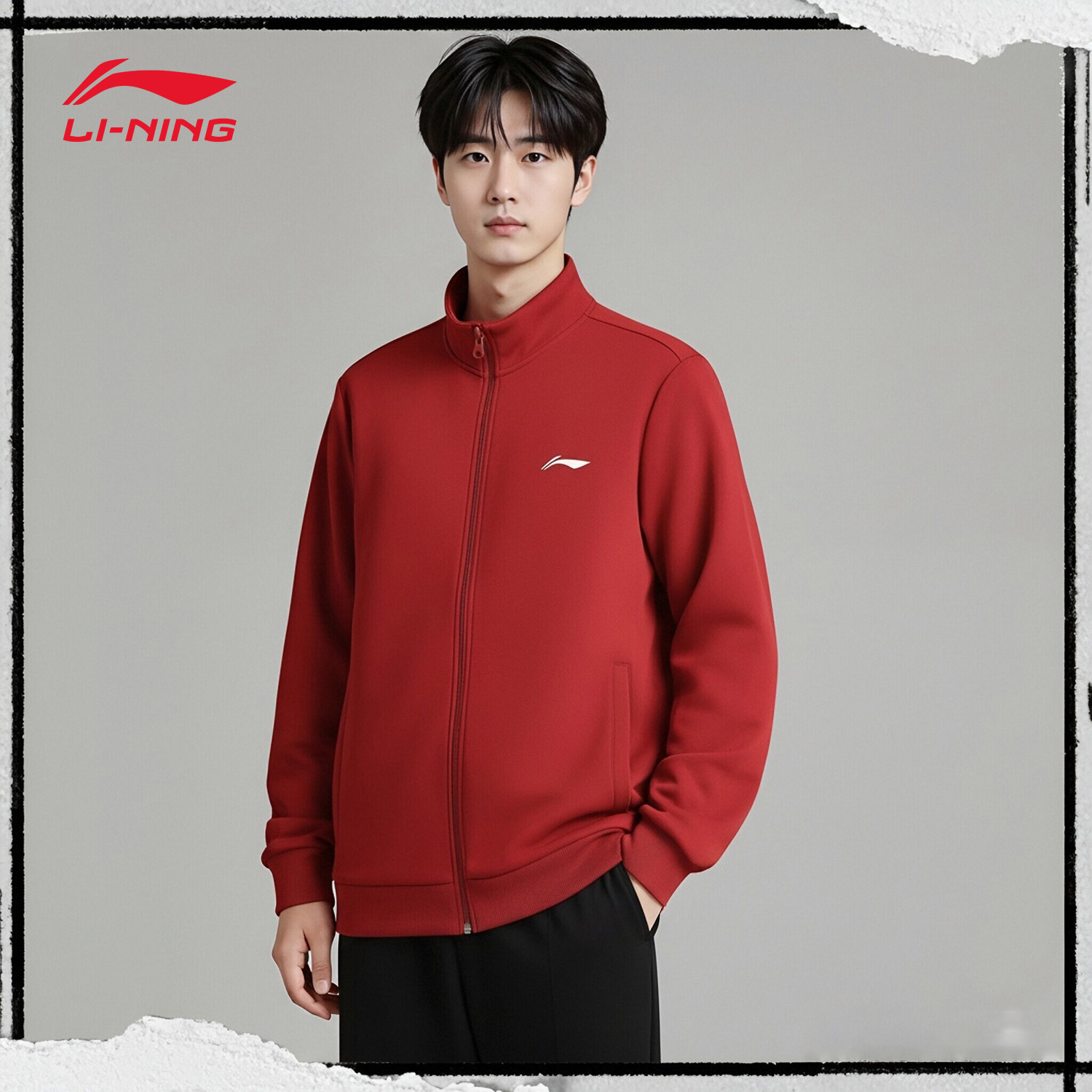 李宁外套男加绒舒适运动休闲卫衣