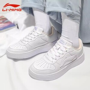 李宁女鞋浮舟板鞋夏季新款时尚白色运动休闲鞋女款轻便低帮小白鞋