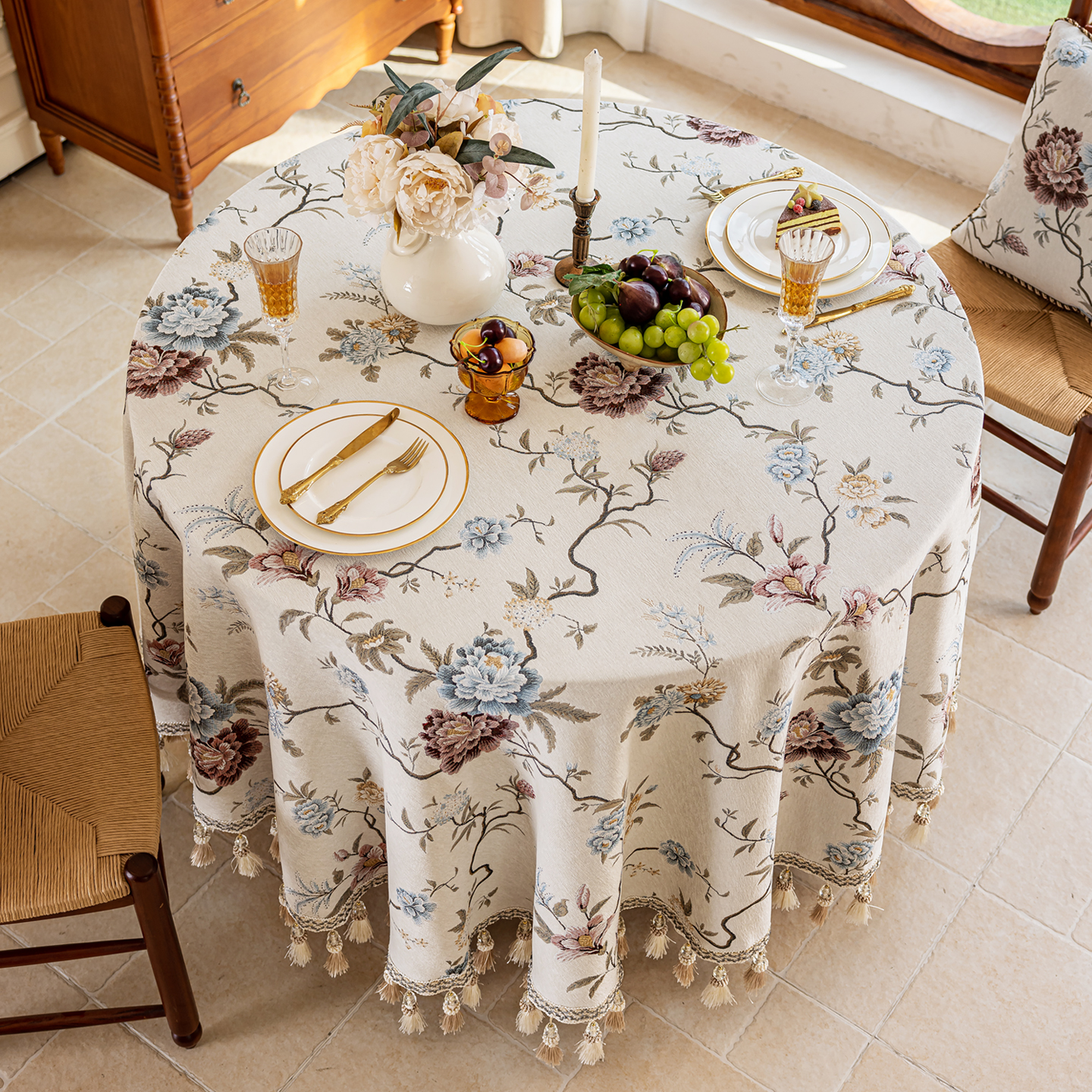 2025新款圆桌桌布轻奢高级感