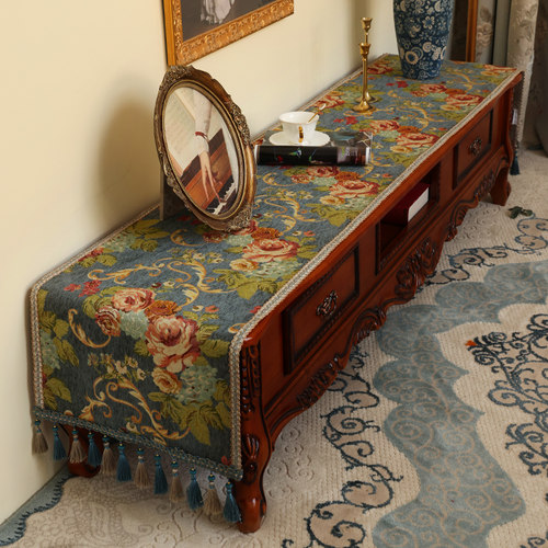 欧式美式电视柜盖布长条2025新款