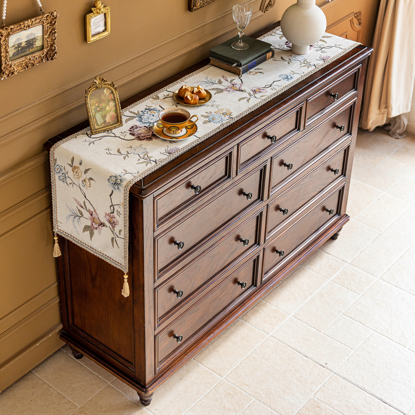 美式桌旗轻奢高端欧式斗柜盖布