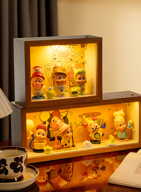 泡泡玛特星星人收纳收藏造景带灯盲盒收纳盒展示柜防尘相框展示盒