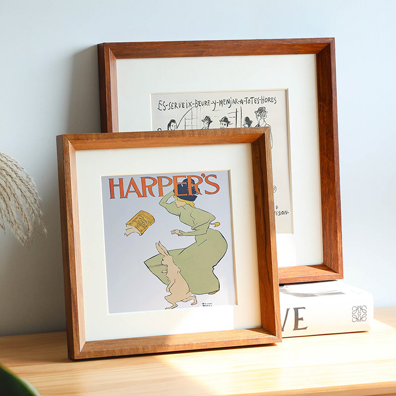 实木正方形国画框装裱字画十字绣裱框书法作品相框书画框架挂墙