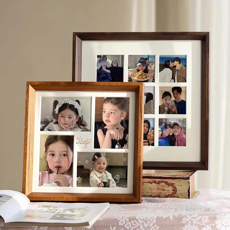小红书实木九宫格四宫格diy相框架网红闺蜜礼物定制多孔相框摆台