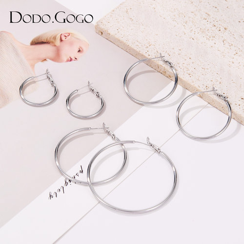 DODOGOGO简约素圈女士耳环