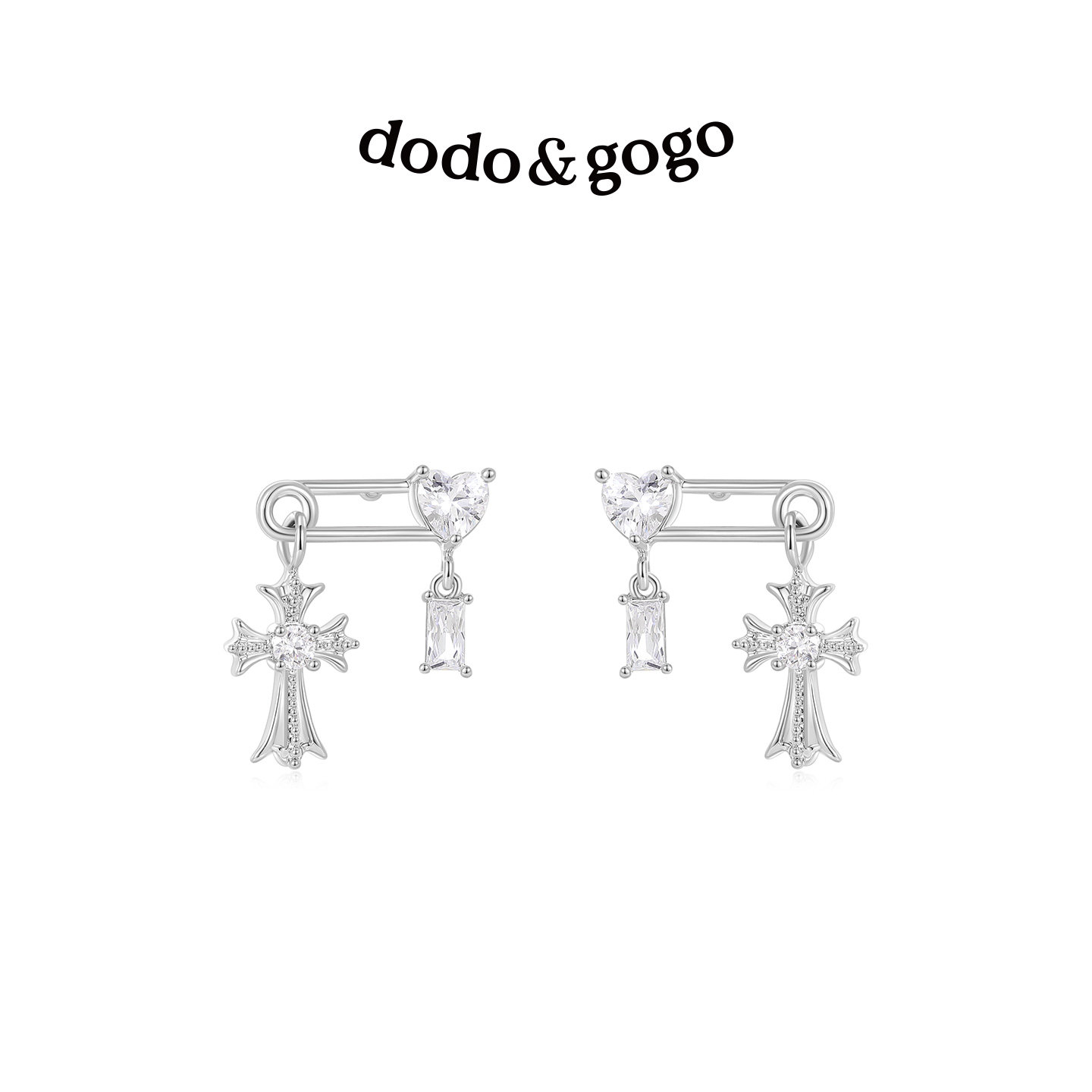 DODOGOGO嘻哈双十字架锆石耳环图片