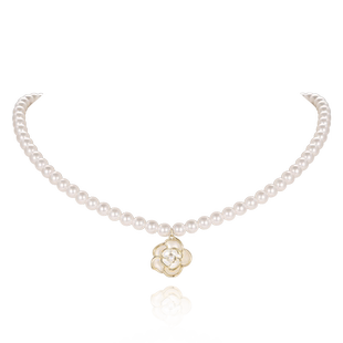 DODOGOGO法式珍珠山茶花项链女款吊坠秋冬高级新款高级锁骨链颈链