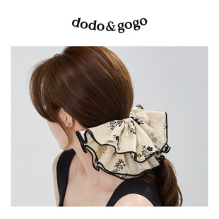 国风欧根纱高级感头花大发圈印花光泽感低马尾头绳 DODOGOGO新中式