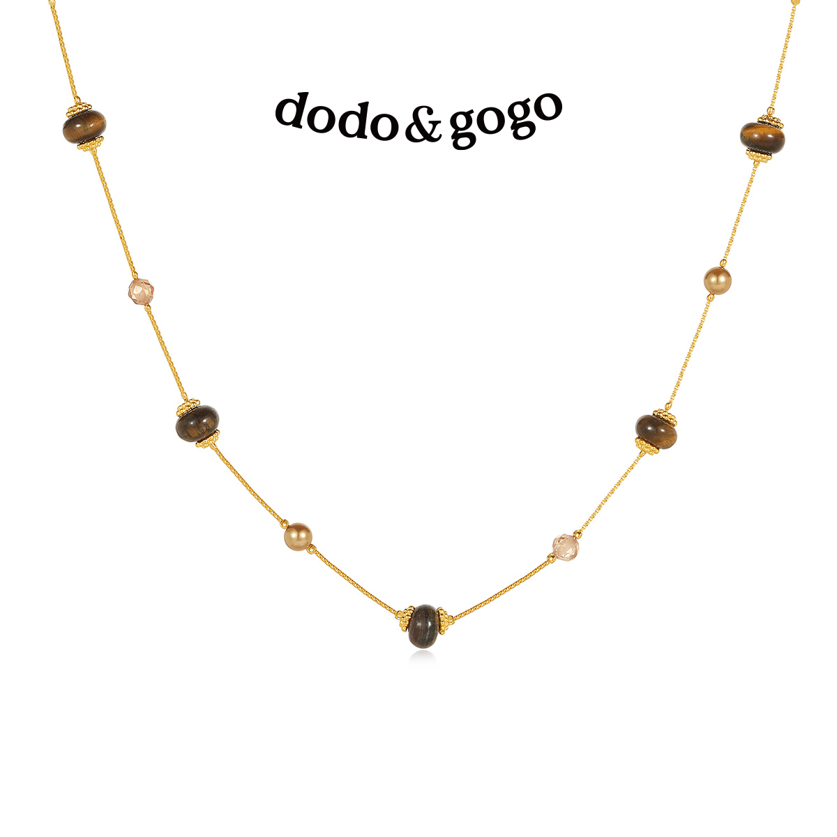 DODOGOGO美拉德虎眼石串珠项链