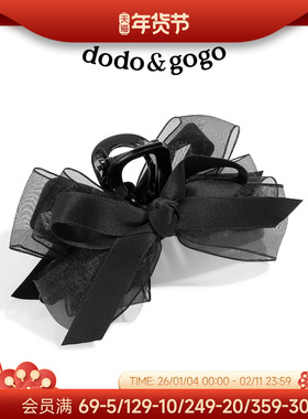DODOGOGO气质黑色蝴蝶结发夹女后脑勺抓夹大号2026新款高级鲨鱼夹